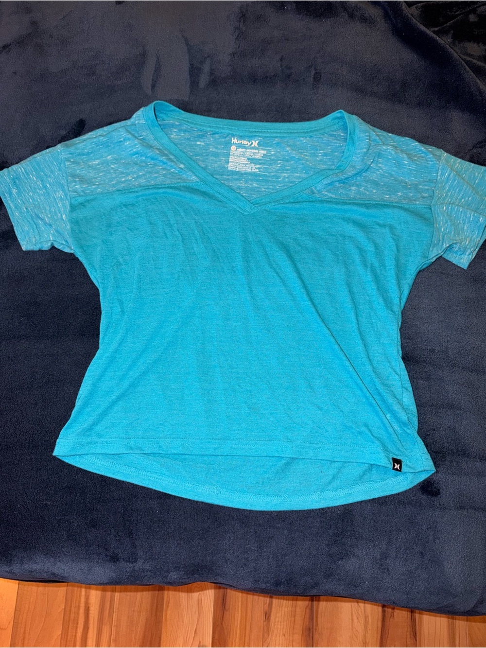 Hurley Teal V-Neck Short Sleeve Women's Tee